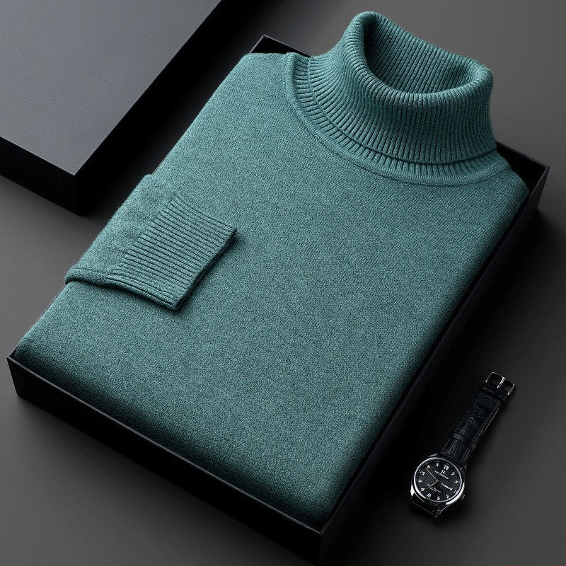Men's turtleneck sweater, solid color, thick and loose