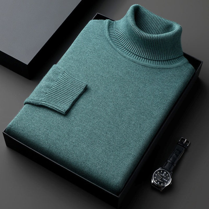 Men's turtleneck sweater, solid color, thick and loose