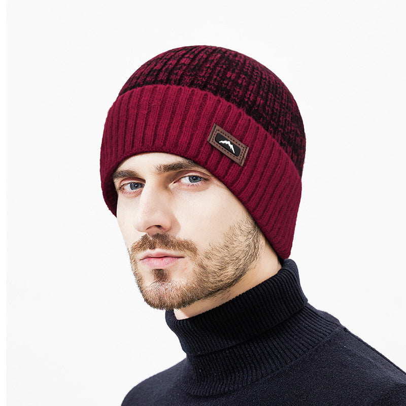 Knit Set: Beanie and long scarf with leather detail
