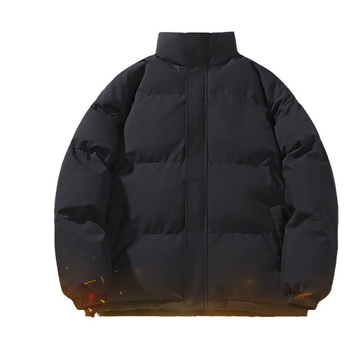 Men's quilted jacket, reversible, stand-up collar, loose fit