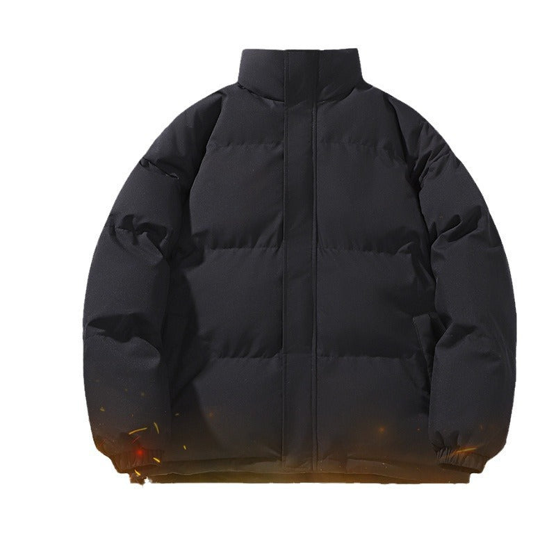 Men's quilted jacket, reversible, stand-up collar, loose fit