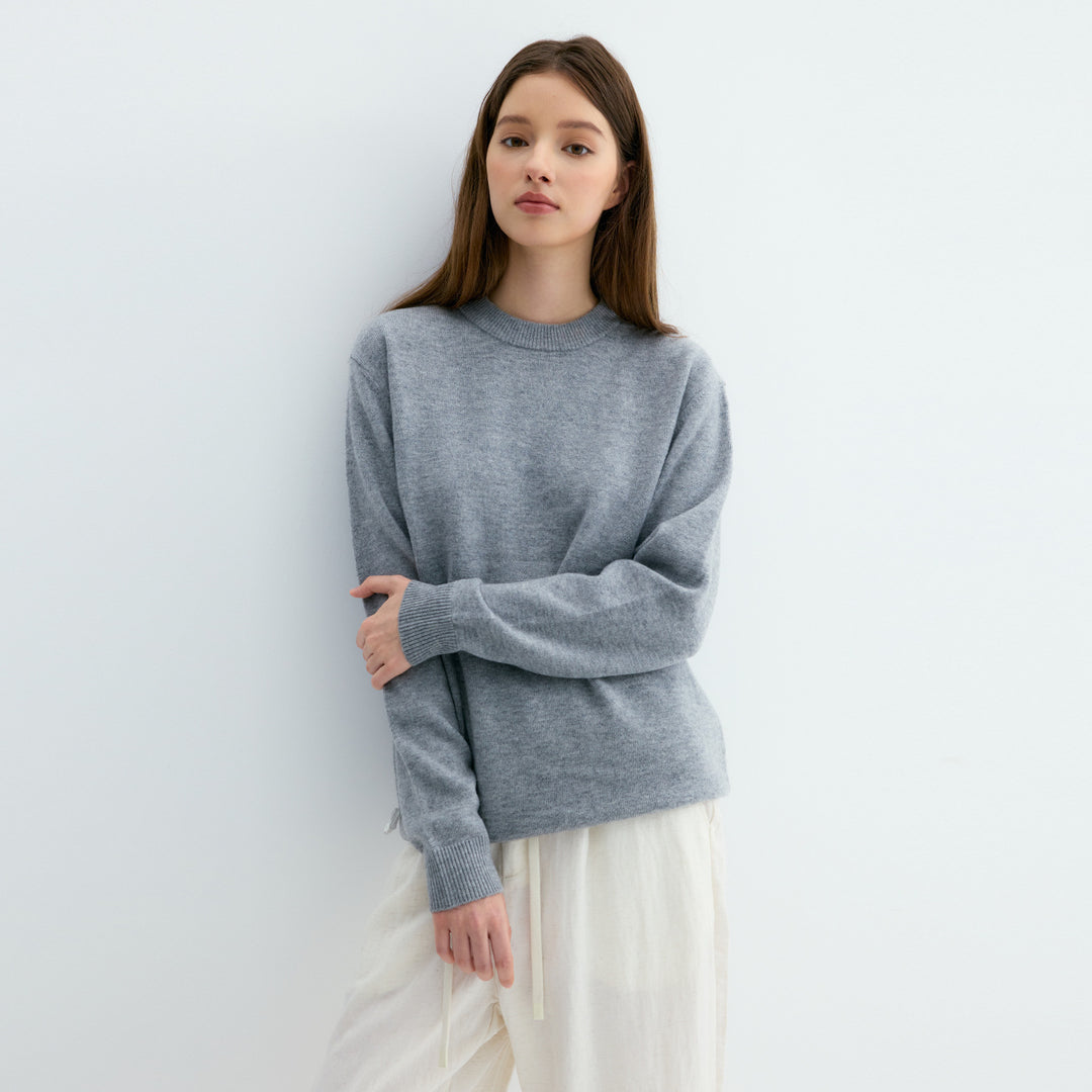 Men's sweater made from 100% sheep wool, stand-up collar