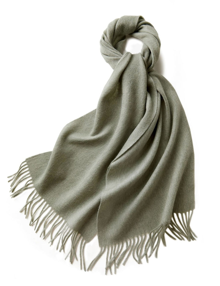 Solid colored wool scarf with fringes, 32x180cm