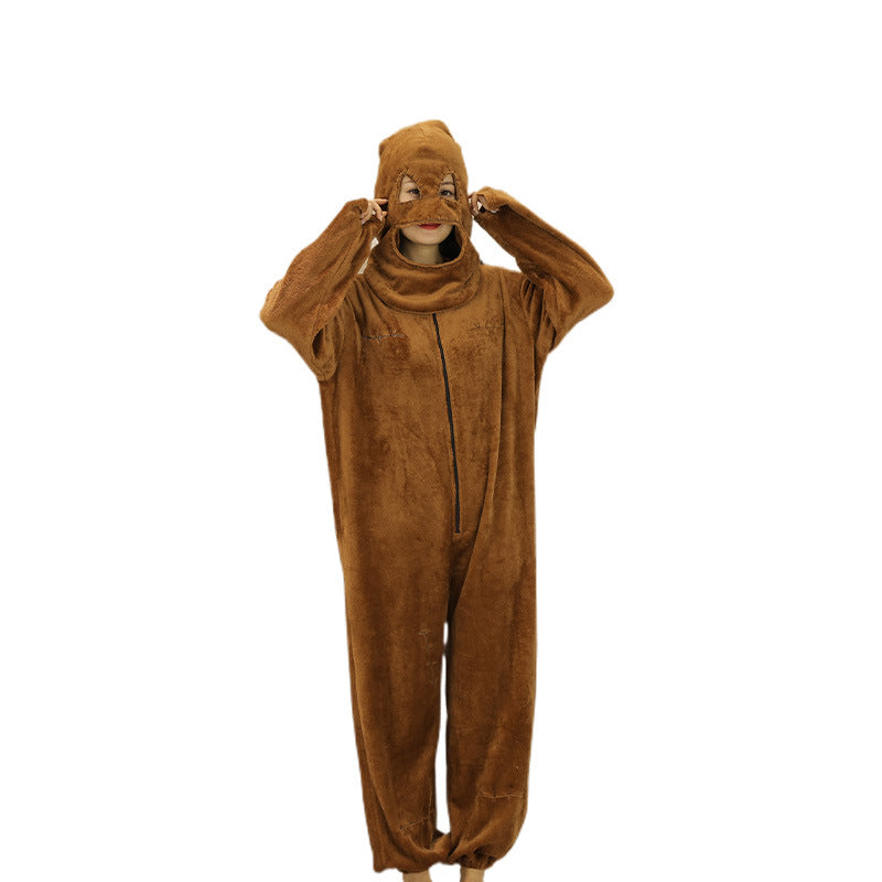 Funny one-piece pajama in brown