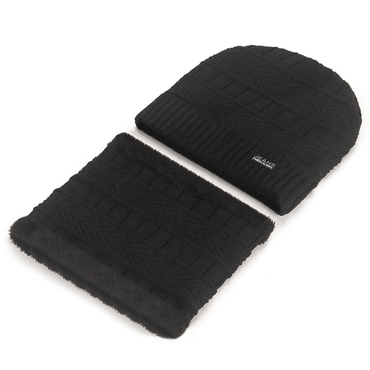 Padded knit hat and scarf set for men