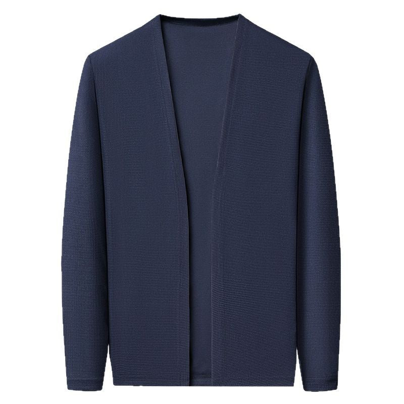 Men's cardigan, solid color, lightweight, for spring and autumn