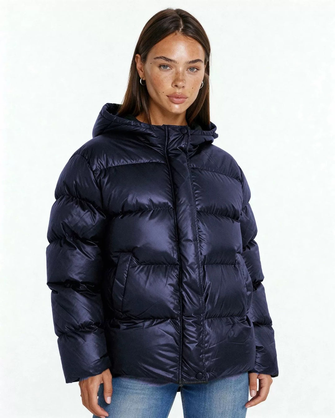 Padded women's hoodie in modern style