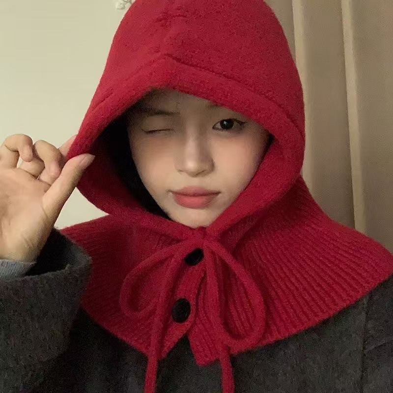 Versatile Knit Set: Hooded Scarf and Cloak
