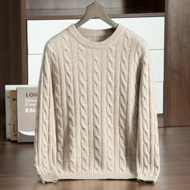 Men's cashmere sweater with stand-up collar and jacquard pattern
