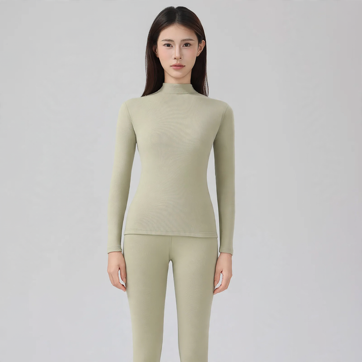 Thermal underwear set with stand-up collar, padded