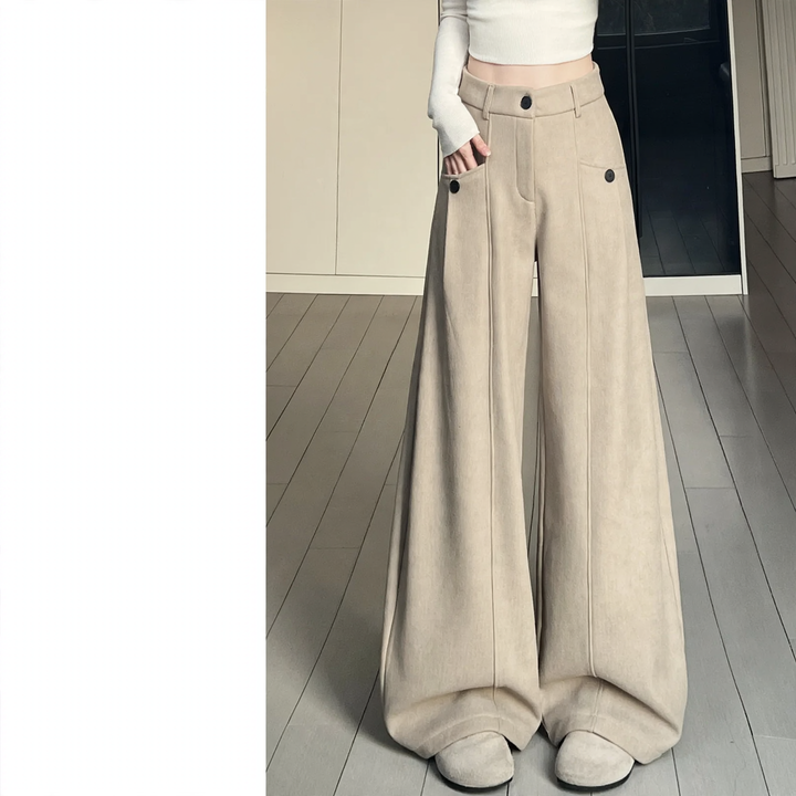 Women’s corduroy suit trousers with high waistband