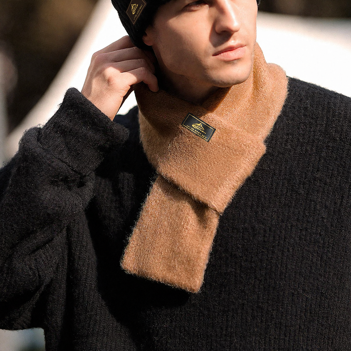 Warmer men's knitted scarf, solid color, 77 cm