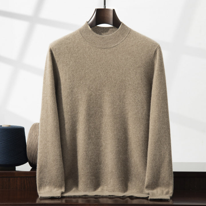 Men's Cashmere Sweater, Stand-Up Collar, Thin