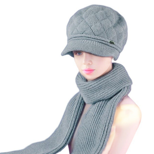 Winter Set: Knitted beret and scarf for women
