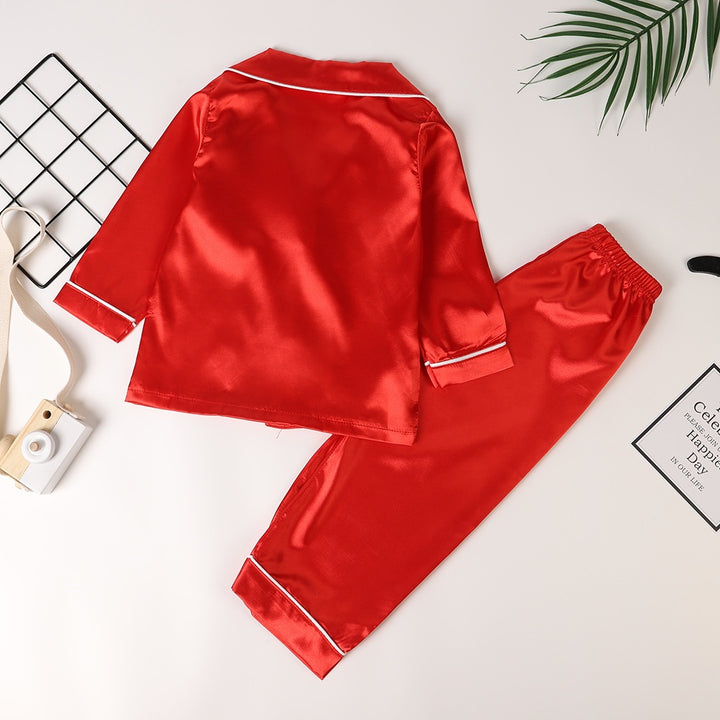 Children's Pajamas made of Ice Silk, Long Sleeved, Christmas-themed