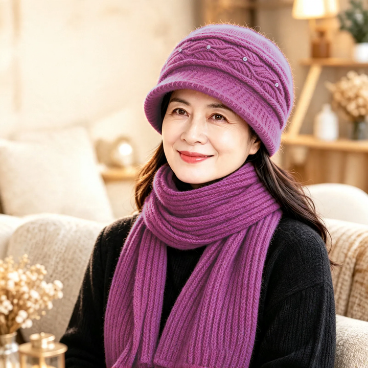 Knit Beanie and Scarf Set for Women