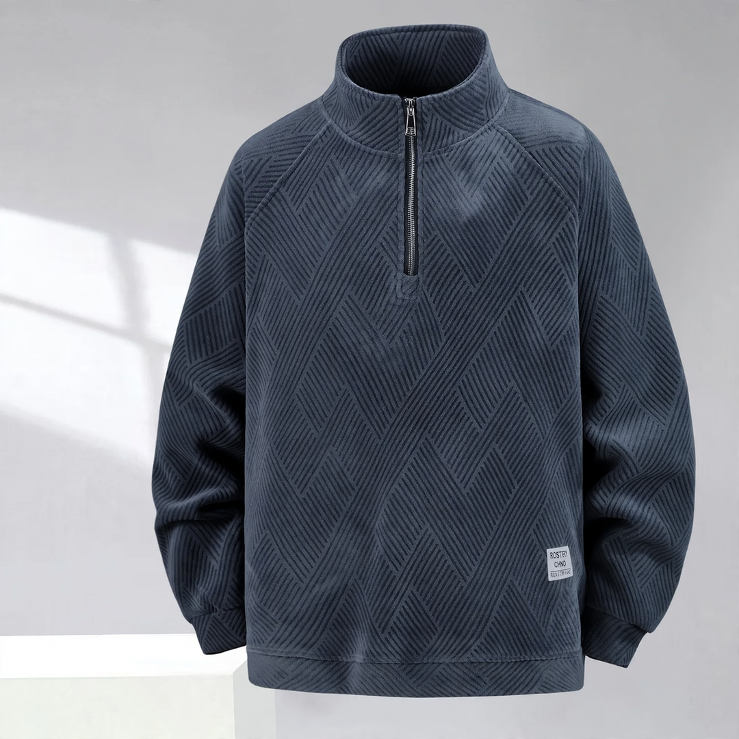 Padded men's sweater with zipper, plus size