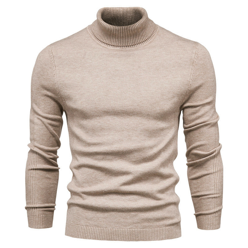 Men's turtleneck sweater, solid color, casual