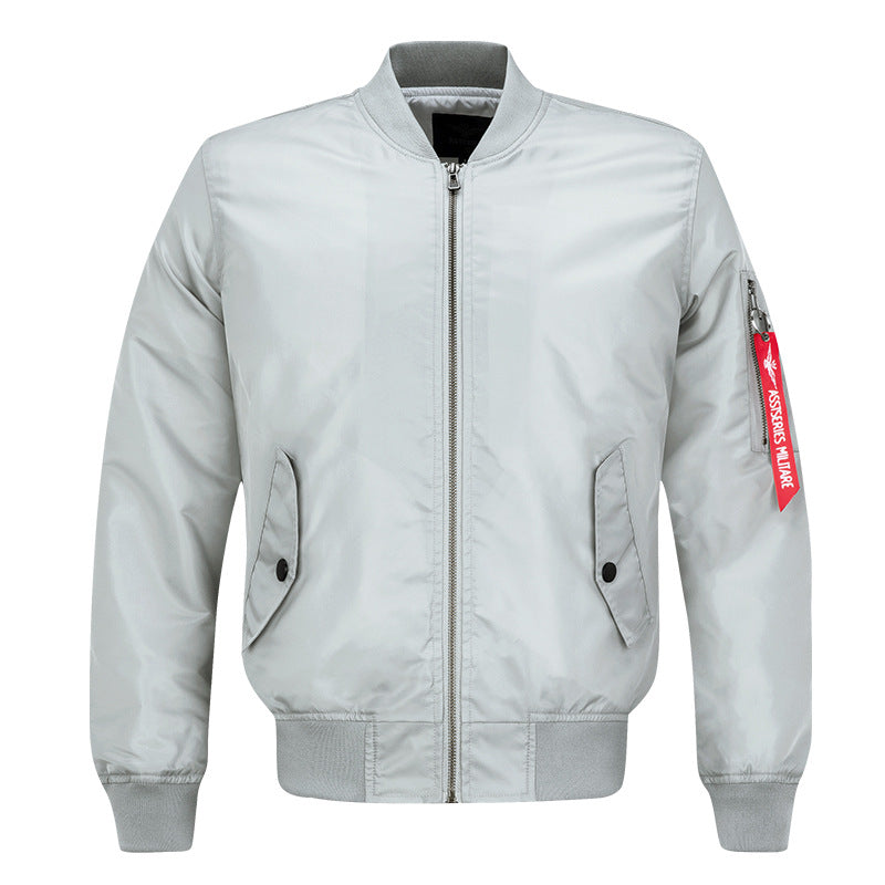 Men's coat made of lightweight, water-repellent nylon with ribbed collar, cuffs, hem, and sleeve zipper Mune Fashion