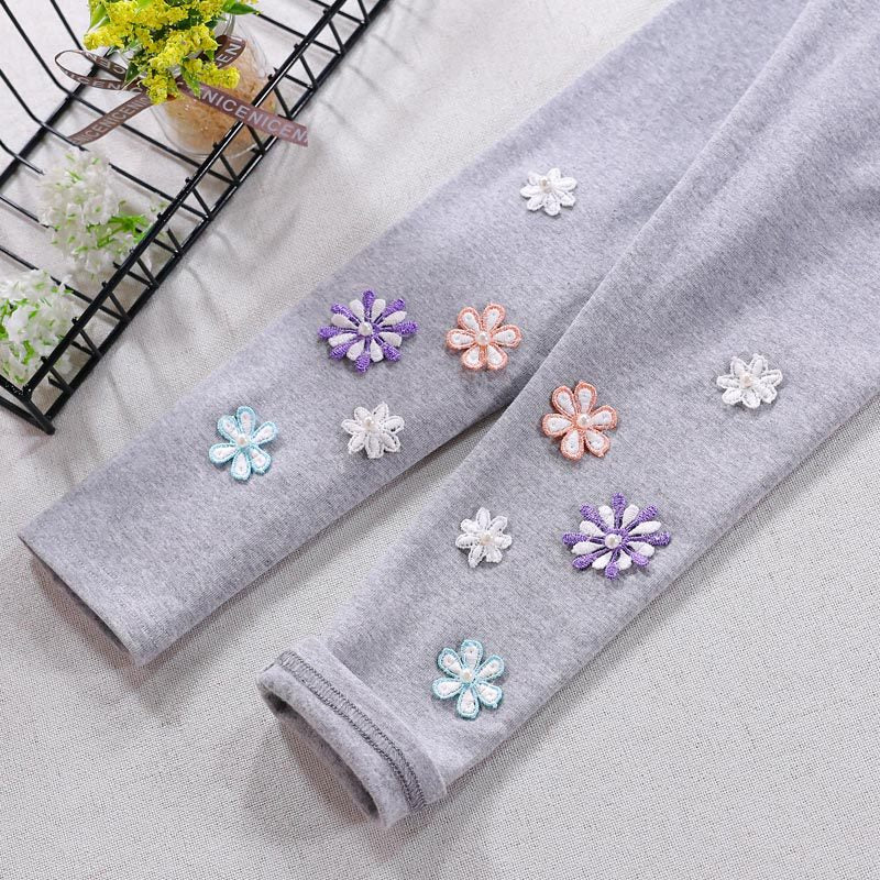 Girls leggings with floral applique design Mune Fashion