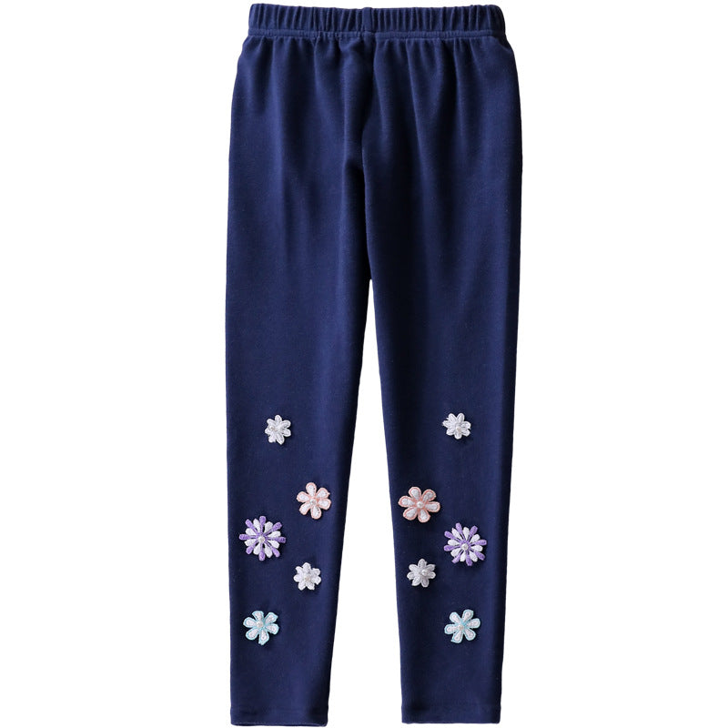 Girls leggings with floral applique design Mune Fashion