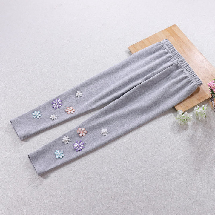 Girls leggings with floral applique design Mune Fashion