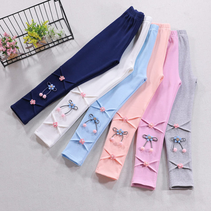 Girls Leggings with Floral Applications Mune Fashion