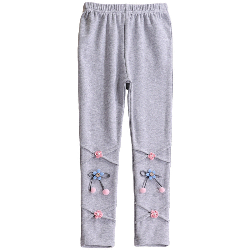 Girls Leggings with Floral Applications Mune Fashion