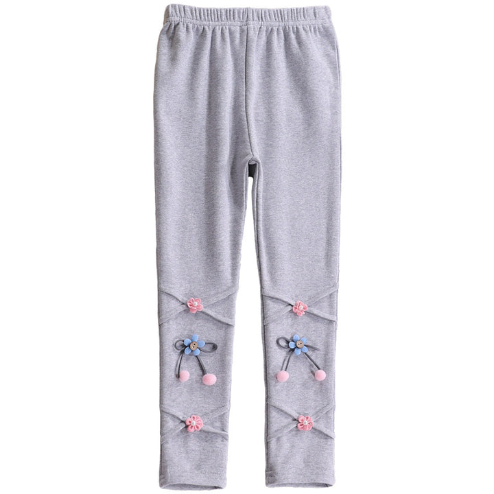 Girls Leggings with Floral Applications Mune Fashion