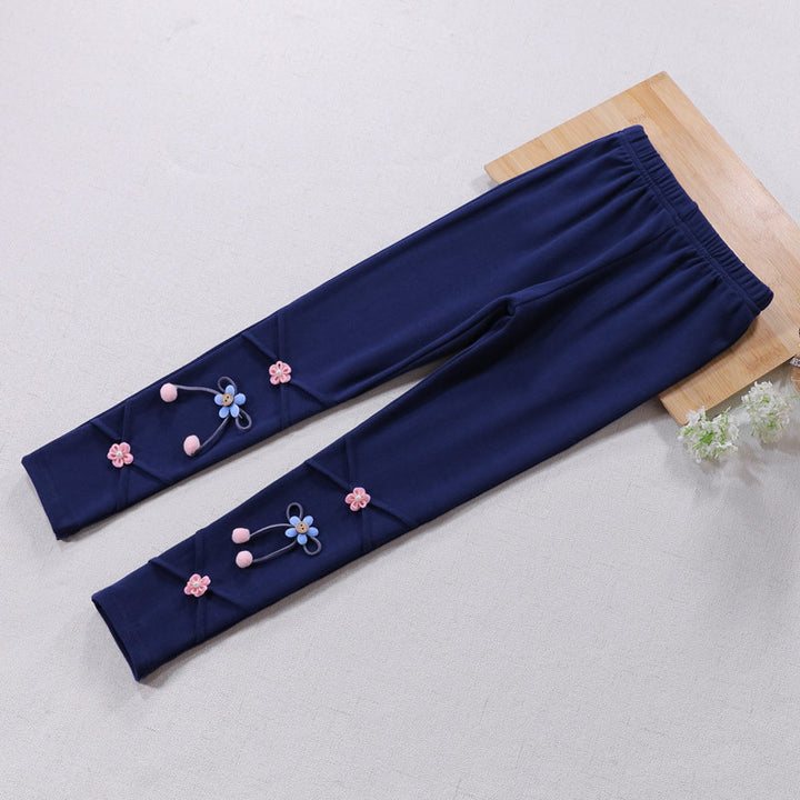 Girls Leggings with Floral Applications Mune Fashion