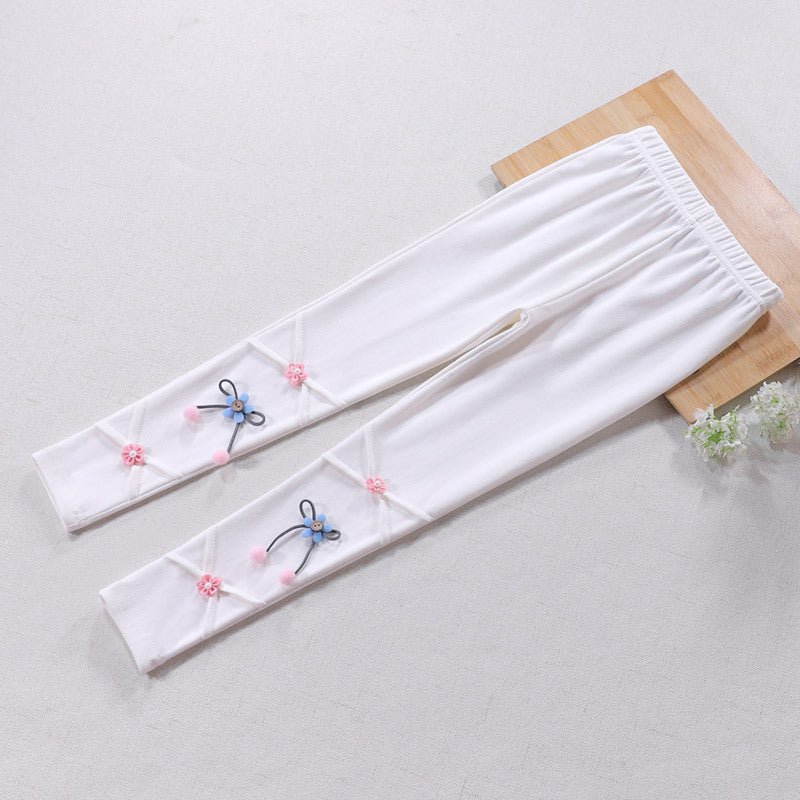 Girls Leggings with Floral Applications Mune Fashion