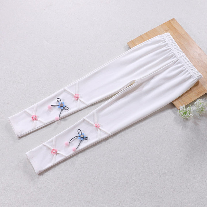 Girls Leggings with Floral Applications Mune Fashion