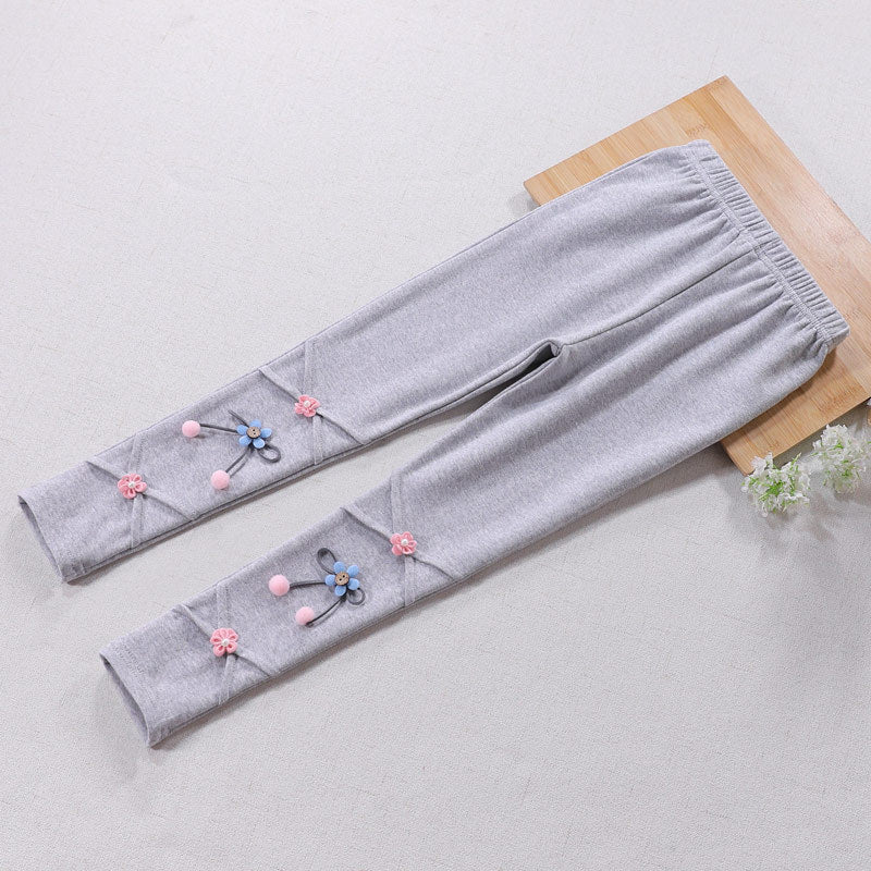 Girls Leggings with Floral Applications Mune Fashion