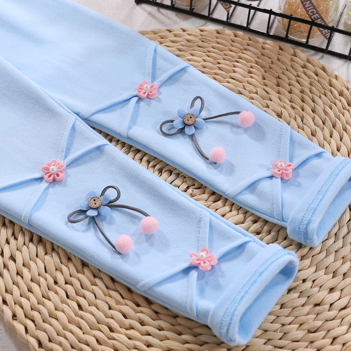 Girls Leggings with Floral Applications Mune Fashion