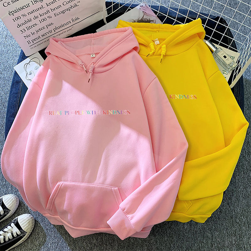 Women's casual oversized hoodie with holographic lettering, kangaroo pocket, and brushed fleece Mune Fashion