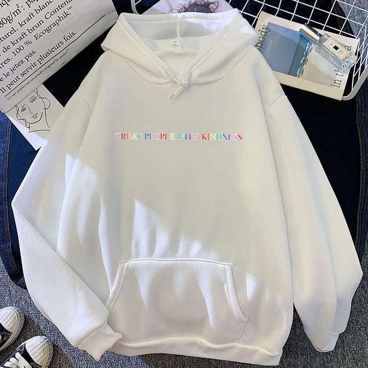 Women's casual oversized hoodie with holographic lettering, kangaroo pocket, and brushed fleece Mune Fashion