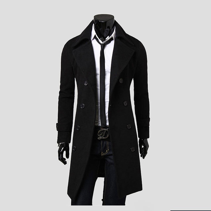 Men's elegant double-breasted coat with narrow tailoring and wide lapels Mune Fashion