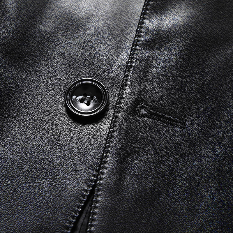 Men's Elegant Leather Blazer Jacket in Blazer Cut with Fine Smooth Leather Look Mune Fashion
