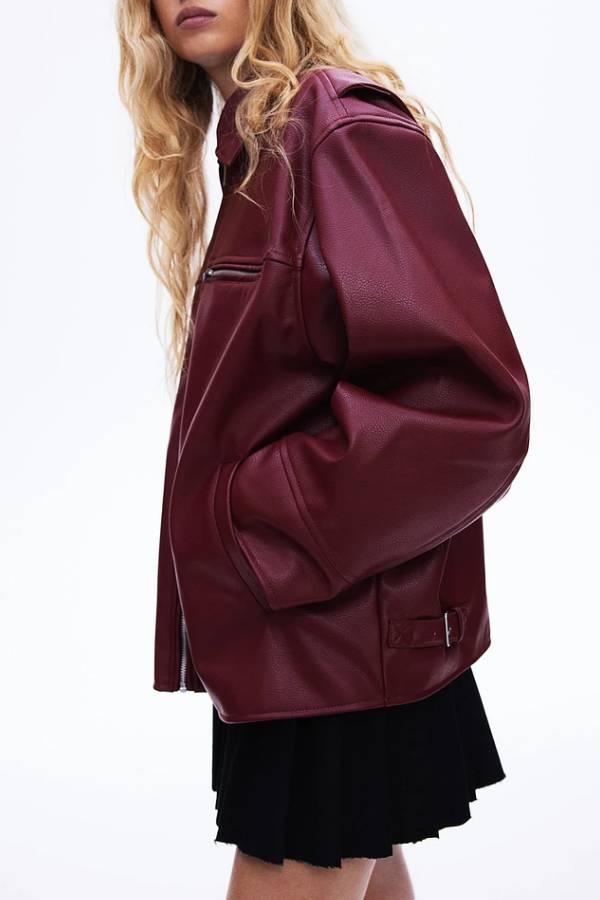 Mune | Revers Long Sleeve Pocket Zipper Leather Jacket