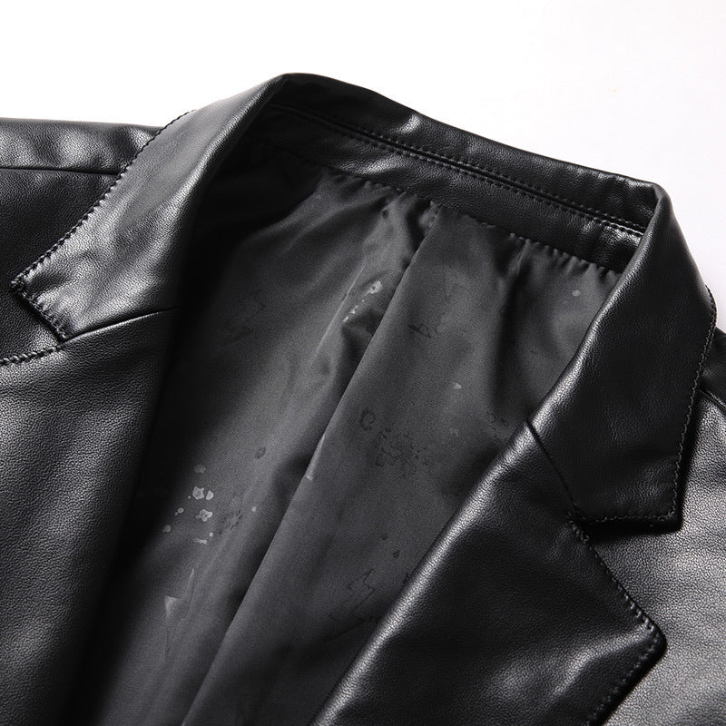 Men's Elegant Leather Blazer Jacket in Blazer Cut with Fine Smooth Leather Look Mune Fashion
