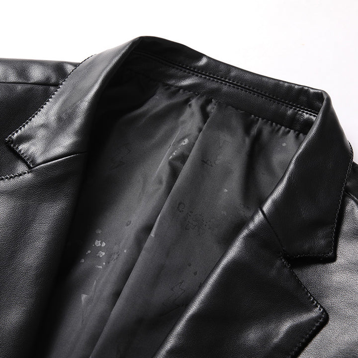 Men's Elegant Leather Blazer Jacket in Blazer Cut with Fine Smooth Leather Look Mune Fashion