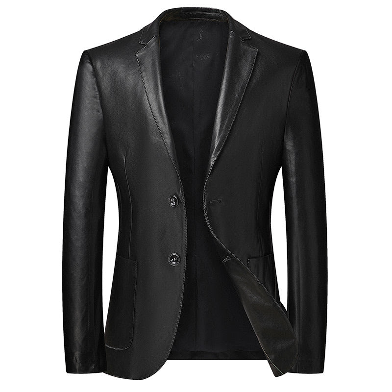 Men's Elegant Leather Blazer Jacket in Blazer Cut with Fine Smooth Leather Look Mune Fashion