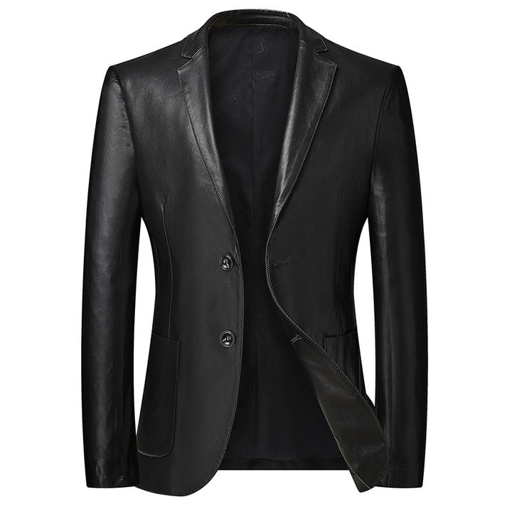 Men's Elegant Two-Button Leather Blazer in Jacket Style with Slim Fit Mune Fashion