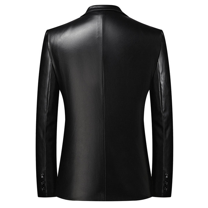 Men's Elegant Two-Button Leather Blazer in Jacket Style with Slim Fit Mune Fashion