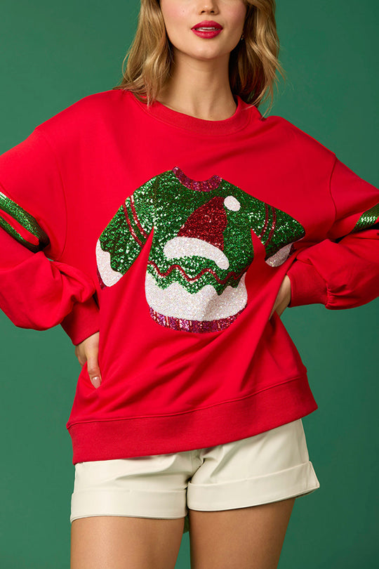 Mune | Christmas Sequin Crew Neck Casual Sweatshirt