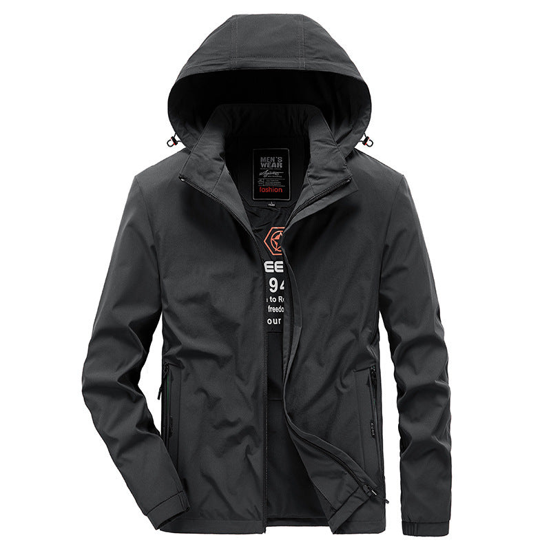 Men's Breathable Softshell Jacket with Adjustable Hood and Concealed Two-Way Zipper Mune Fashion