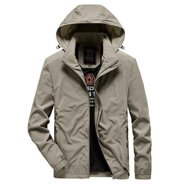 Men's Breathable Softshell Jacket with Adjustable Hood and Concealed Two-Way Zipper Mune Fashion