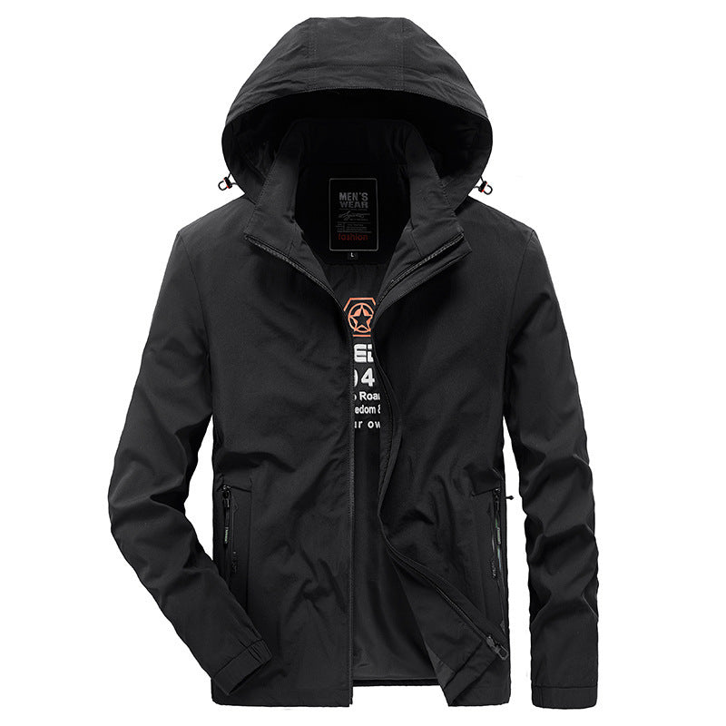 Men's Breathable Softshell Jacket with Adjustable Hood and Concealed Two-Way Zipper Mune Fashion