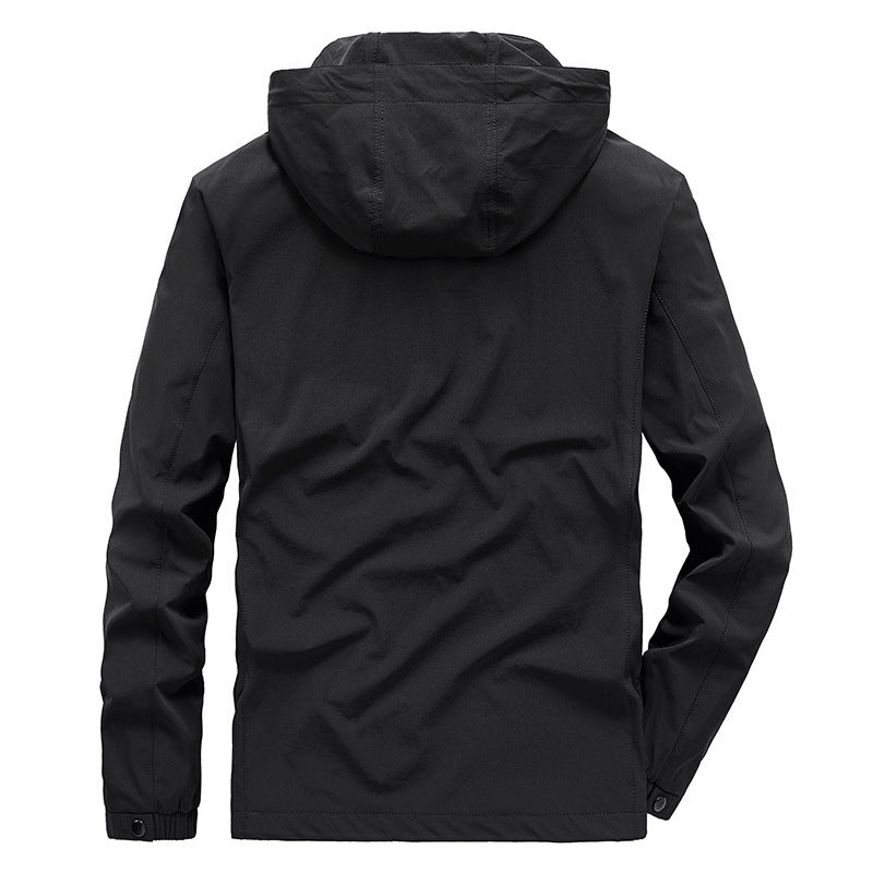 Men's Breathable Softshell Jacket with Adjustable Hood and Concealed Two-Way Zipper Mune Fashion