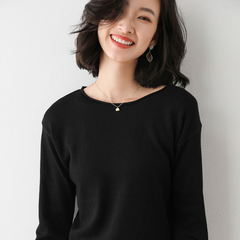 Women Casual Fine Knit V-Neck Sweater with Dropped Shoulders Mune Fashion